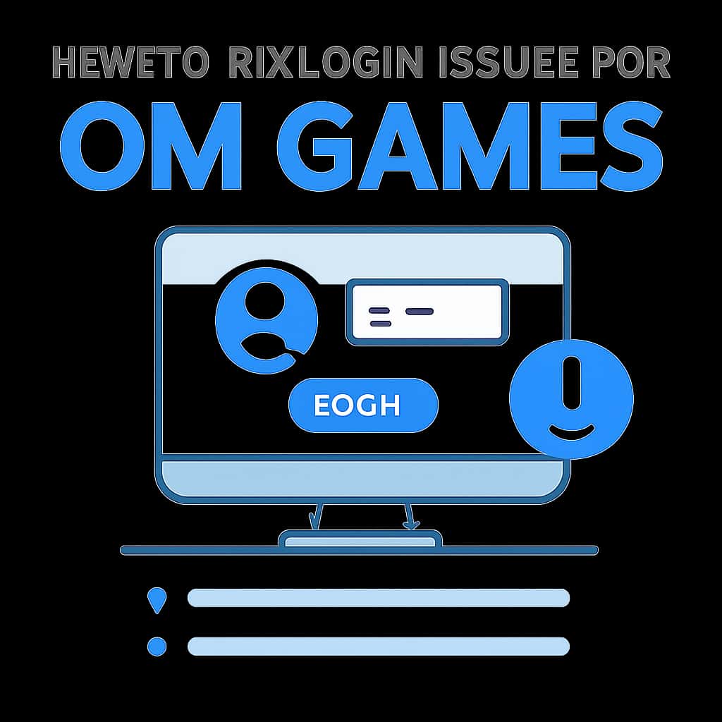 An educational illustration displaying troubleshooting steps for OM Games login issues.