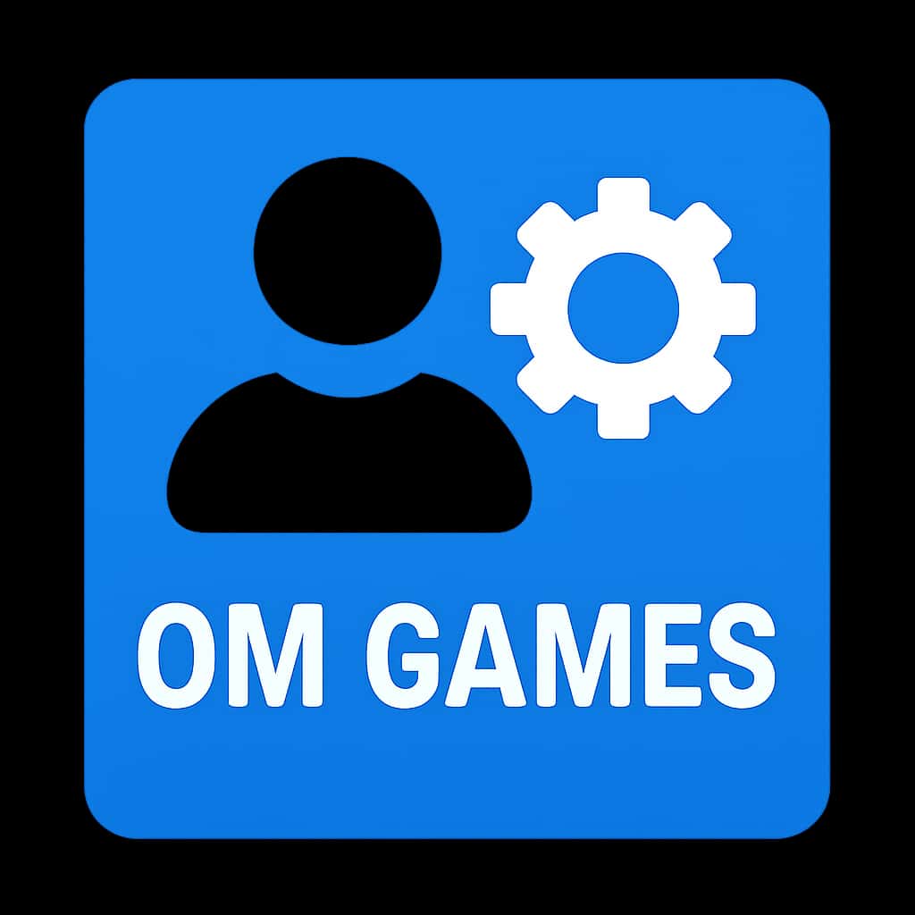 A badge illustrating OM Games profile management.