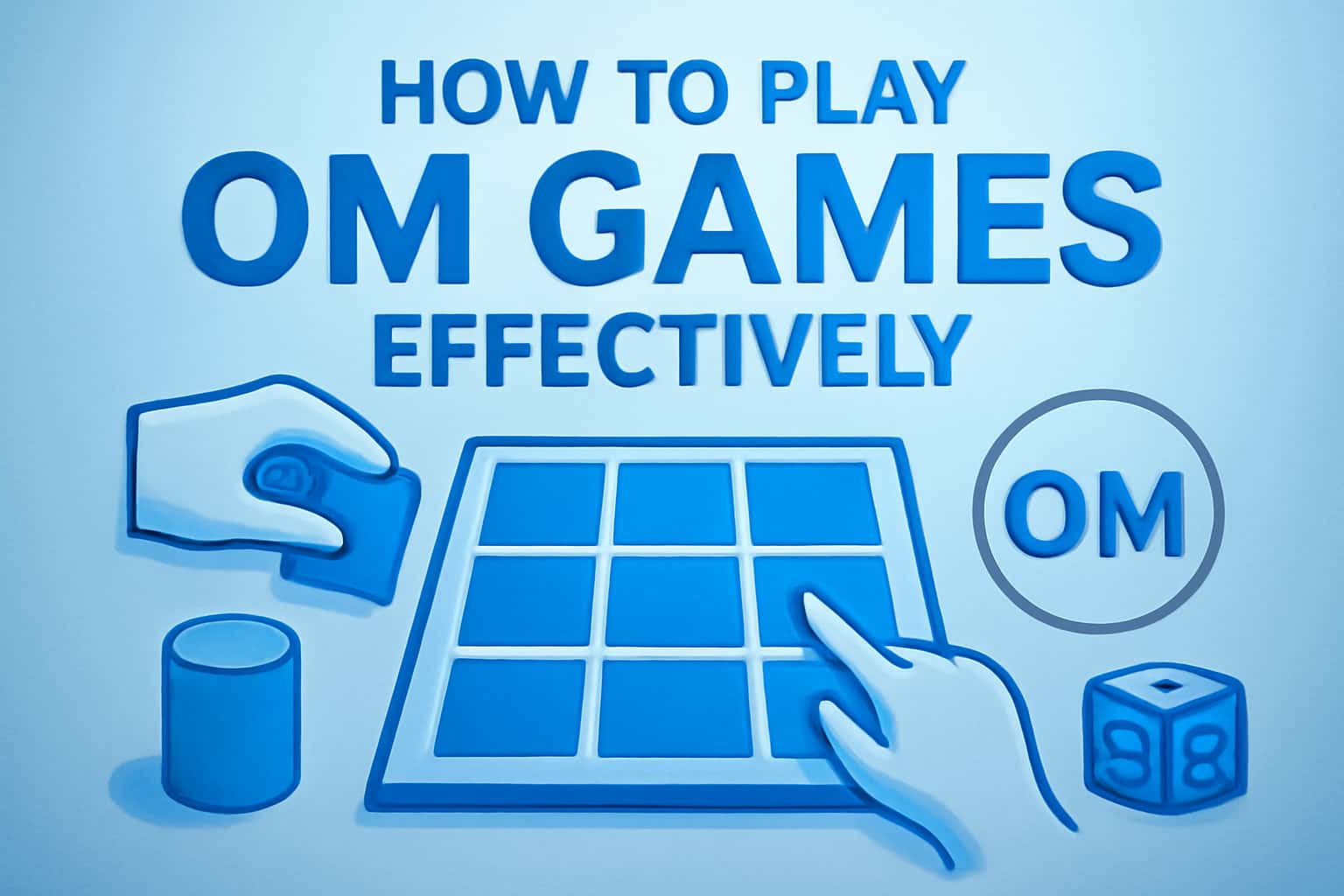 A futuristic scene illustrating OM Games with the blue color theme.