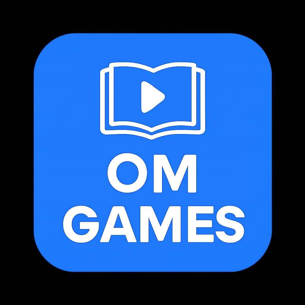 An icon displaying OM Games in a professional style.